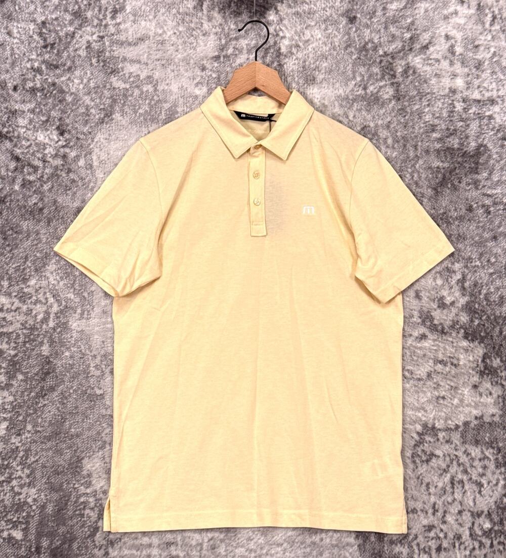 New Travis Mathew Zinna Polo Shirt Medium Mens Pale Banana Yellow Golf